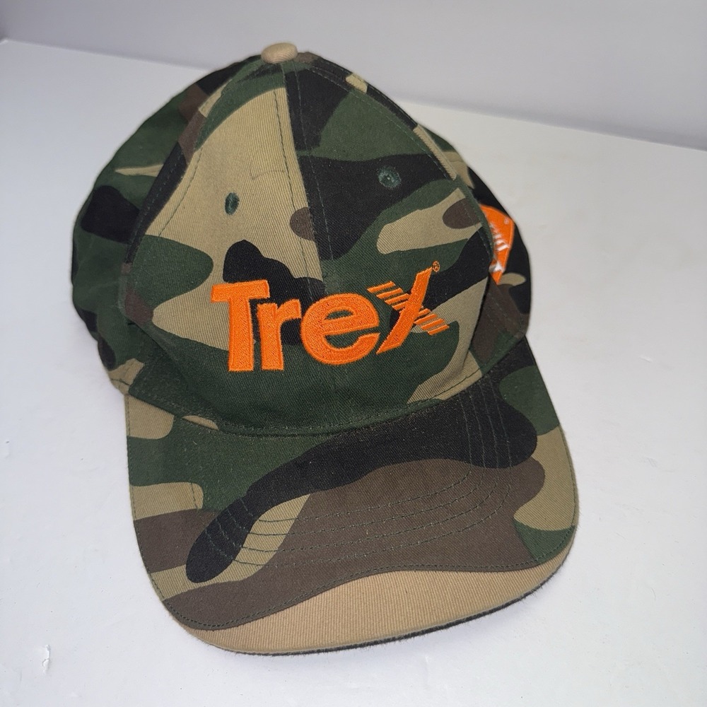 Trex x Home Depot Hat Cap Strap Back Camo Green Orange Spell Out Cotton Adj